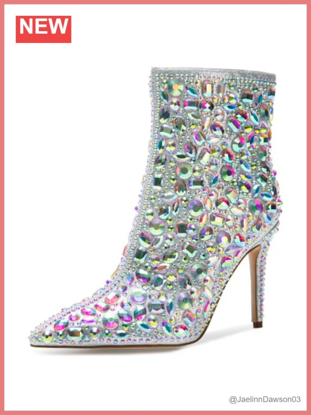 Women's Sparkly Rhinestone Ankle Boots - 10CM Stiletto Heel, Pointed Toe, Zip